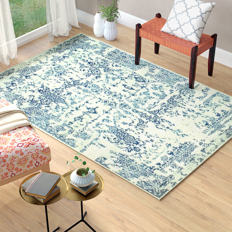 Bungalow Rose Arlingham Ivory/Navy Blue Area Rug & Reviews Wayfair